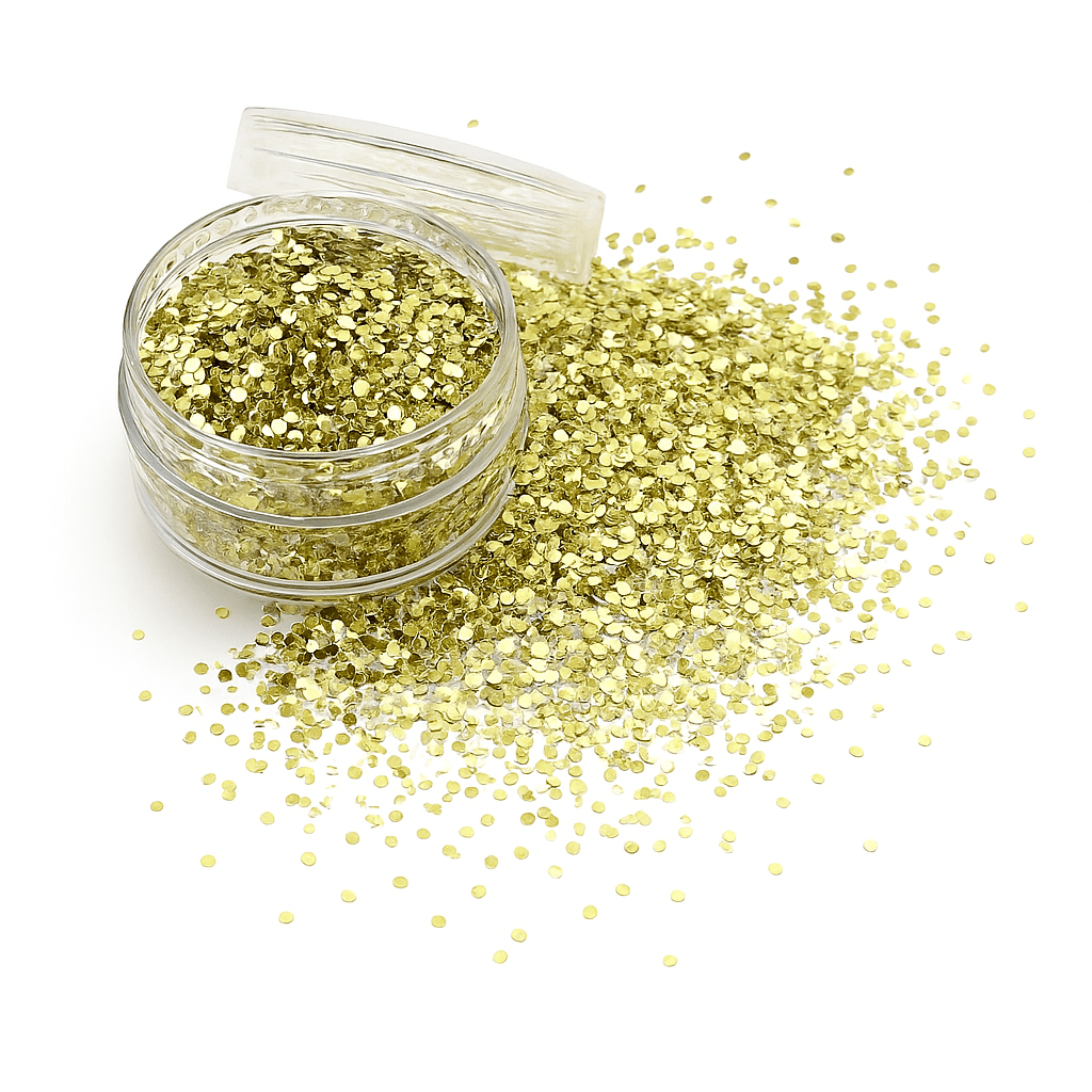 Mini Gold: kleine gouden biologisch afbreekbare festival glitters - EcoGlitterWorld