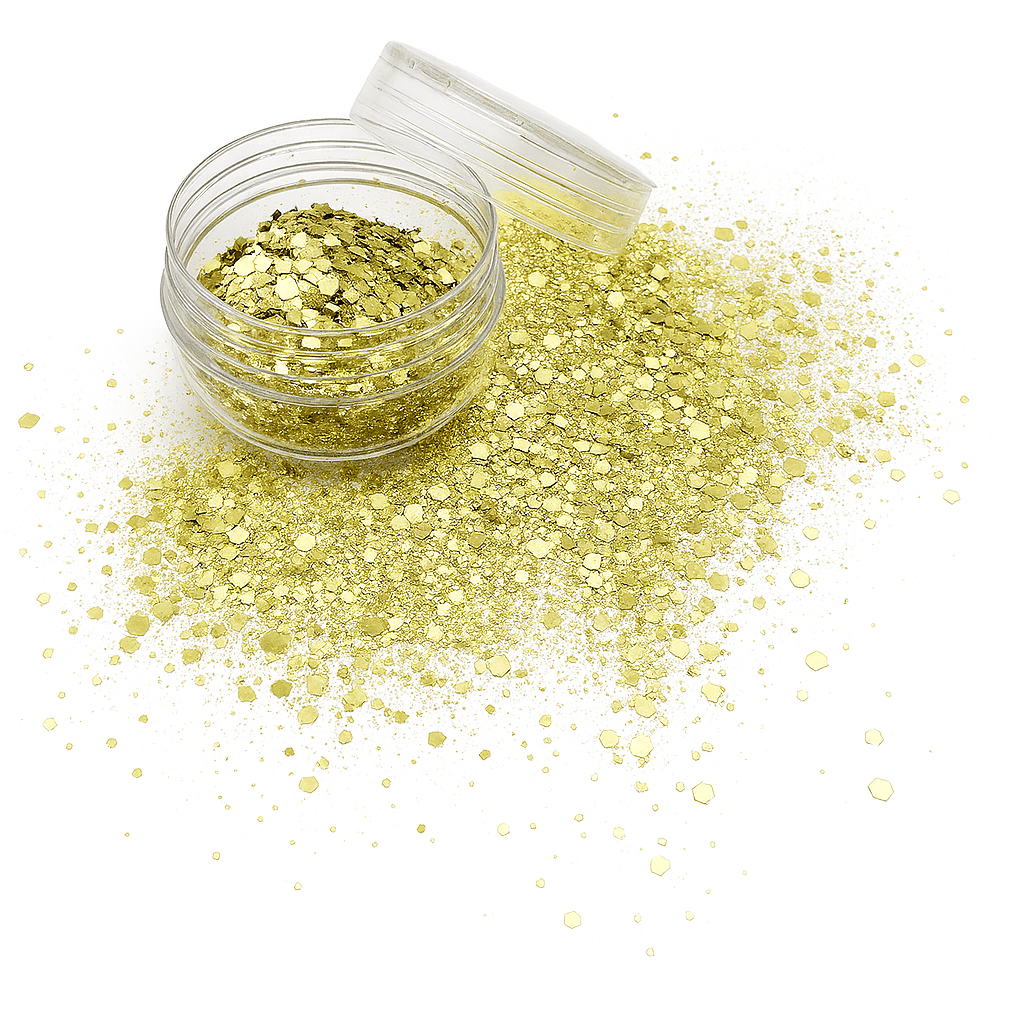 Gold Mix: glittermix van biologisch afbreekbare festival glitters - EcoGlitterWorld